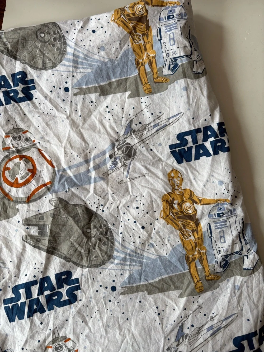 Pottery Barn Kids || Star Wars Droid C3PO BB-8 Flat Sheet White Twin